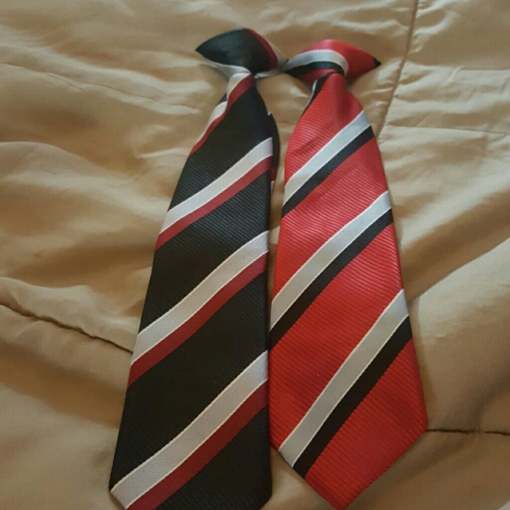 2 Small clip on striped ties