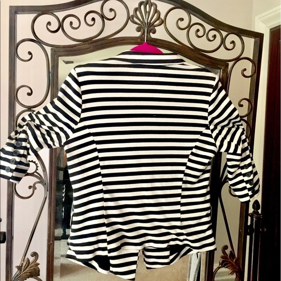 Monteau Black & White Striped Blazer Jacket - Picture 4 of 5