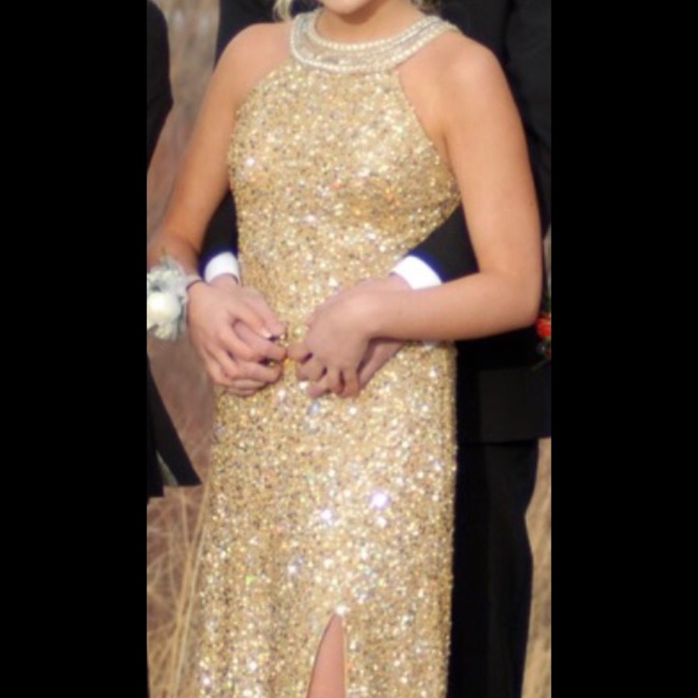 Gold Sequin Prom Dress