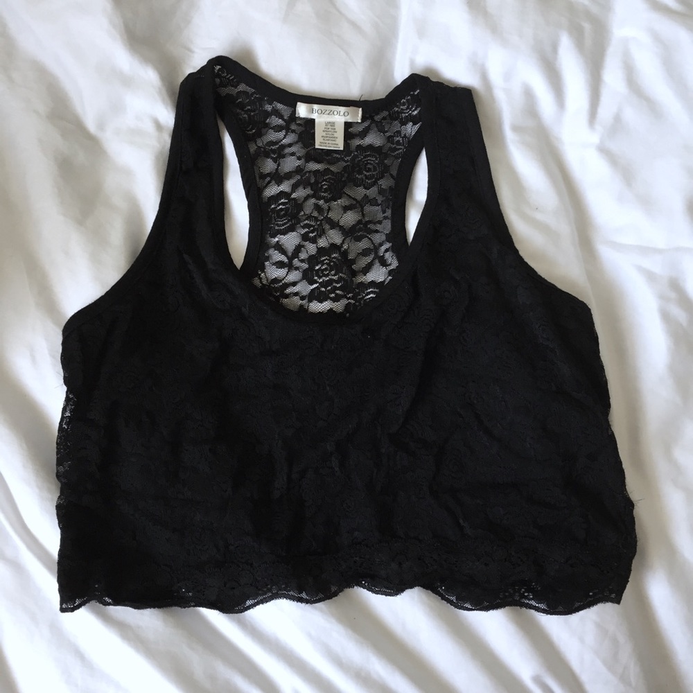 ⚫️ 30% OFF Black Bozzolo Lace Crop Shirt Size L