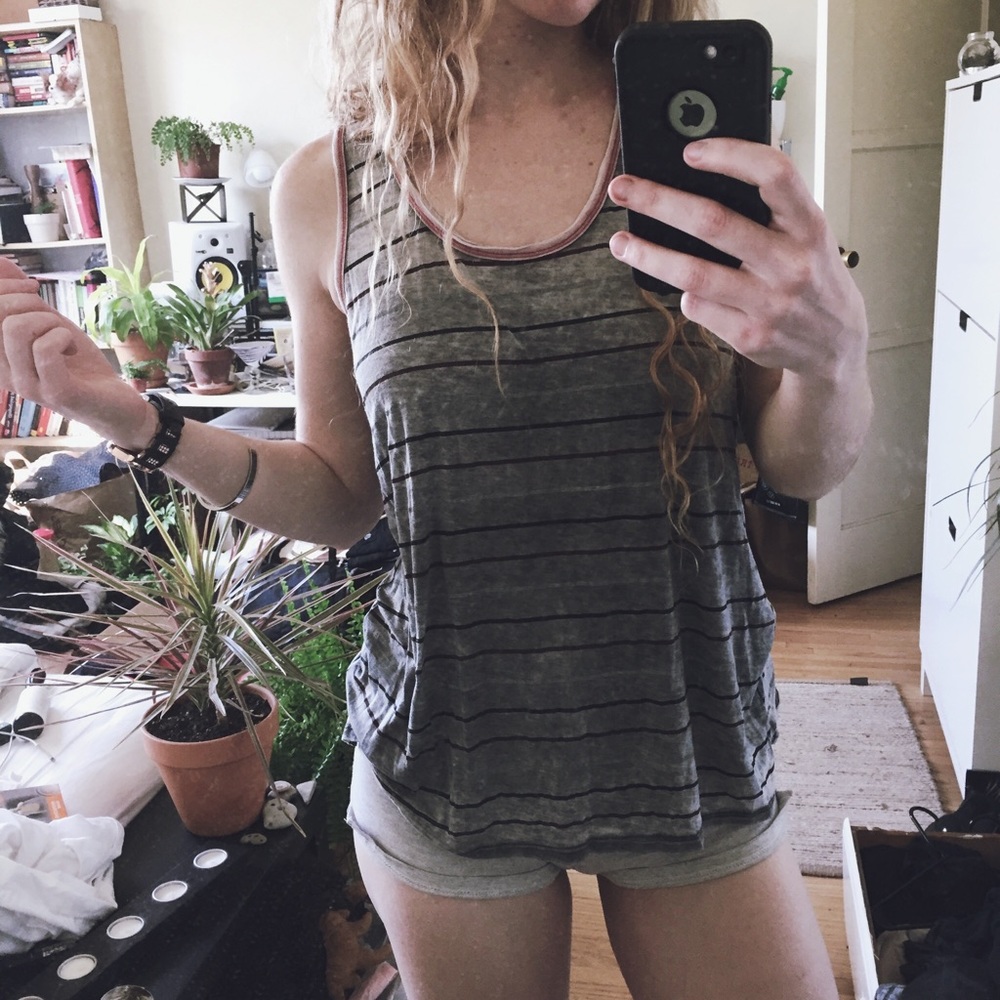 Black Red Grey Striped Tank Top