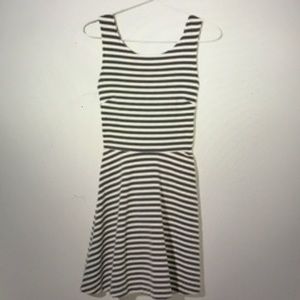 AE STRIPED FIT AND FLARE DRESS