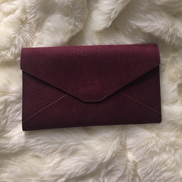 Old Navy Handbags - Wine Red Faux Suede Clutch