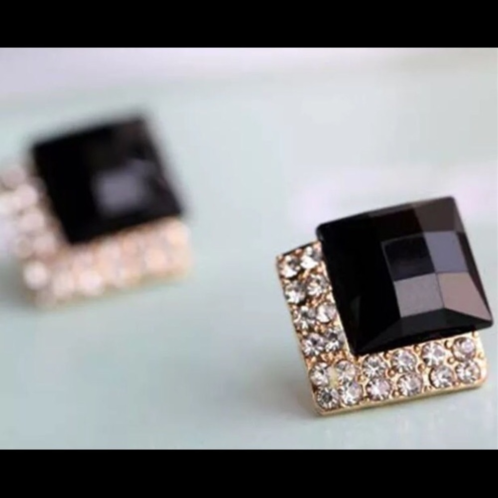 BLACK AND RHINESTONE STUDS