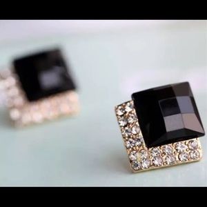 BLACK AND RHINESTONE STUDS