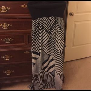 Strapless navy maxi dress