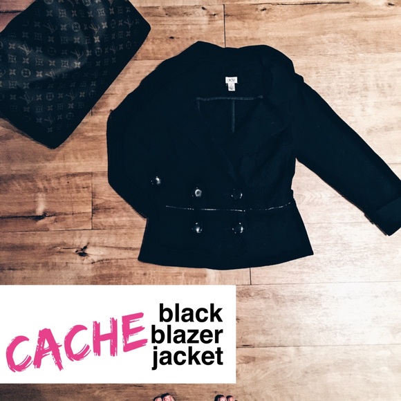 ⚡️FLASH SALE⚡️ EUC Cache Double Breasted Blazer Jacket w/Patent Leather Piping - Picture 2 of 5