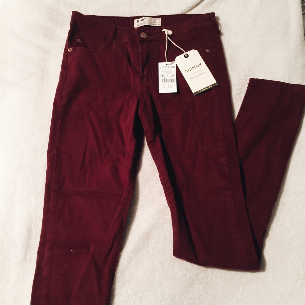 Maroon skinny jeans