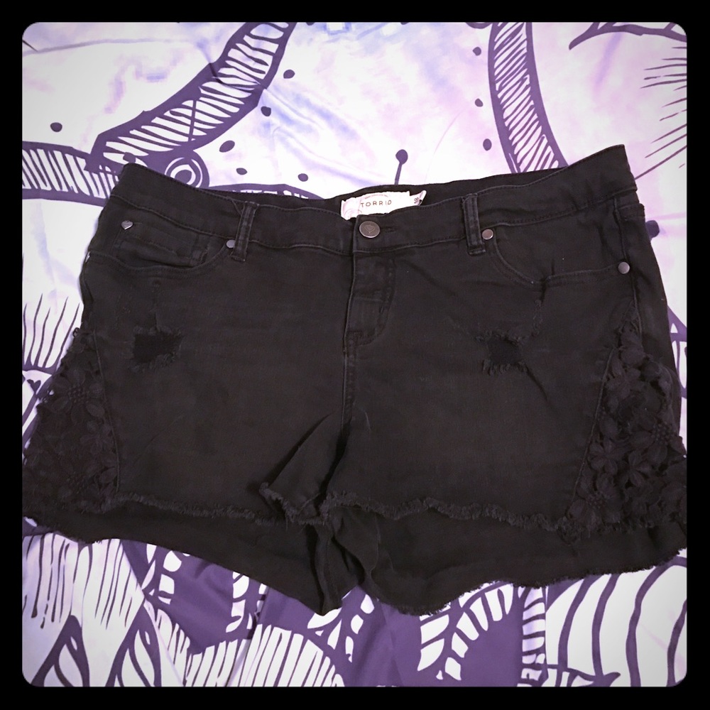 Torrid Black Crochet Shorts