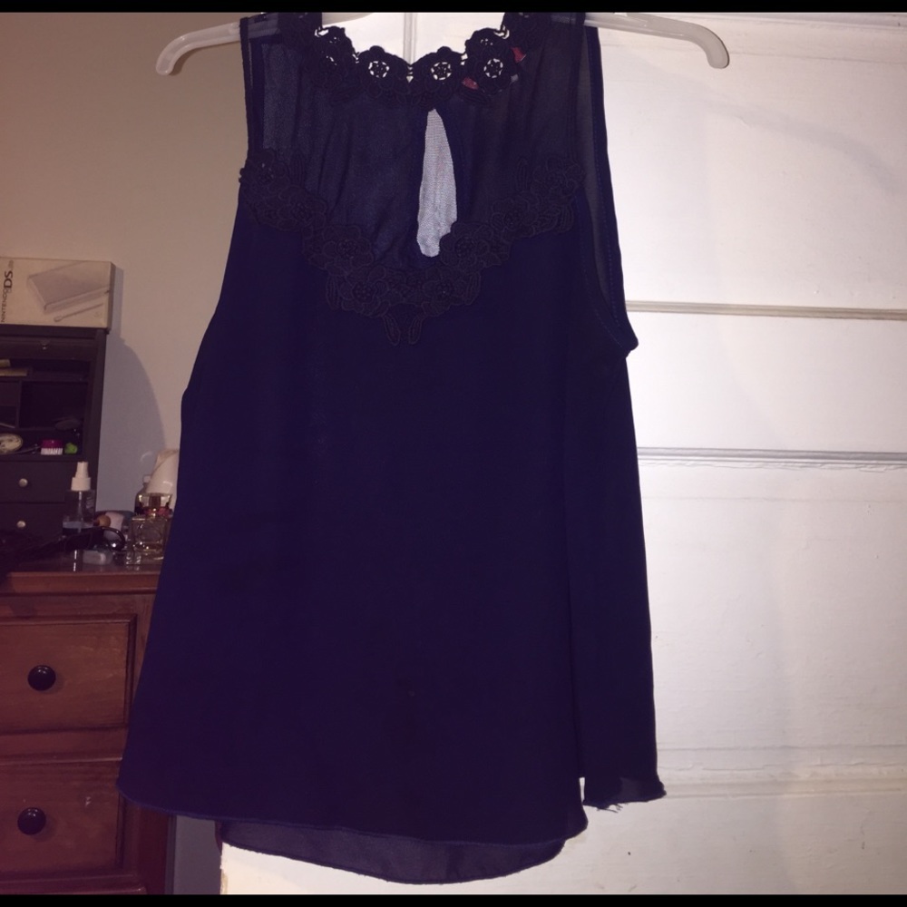 SALE 👽 NAVY BLUE SEE THROUGH BLOUSE 💙!!