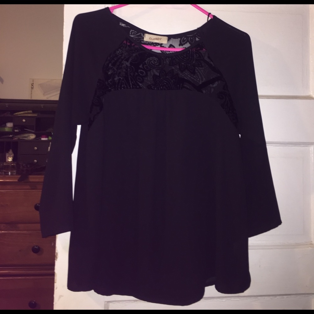 SALE 🌑 BLACK 3/4 SLEEVE BLOUSE 🌑