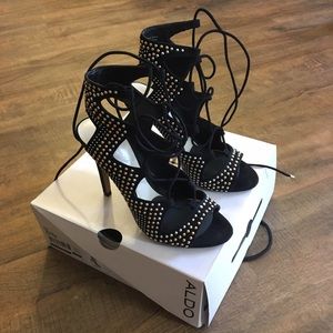 Sexy studded lace-up heels