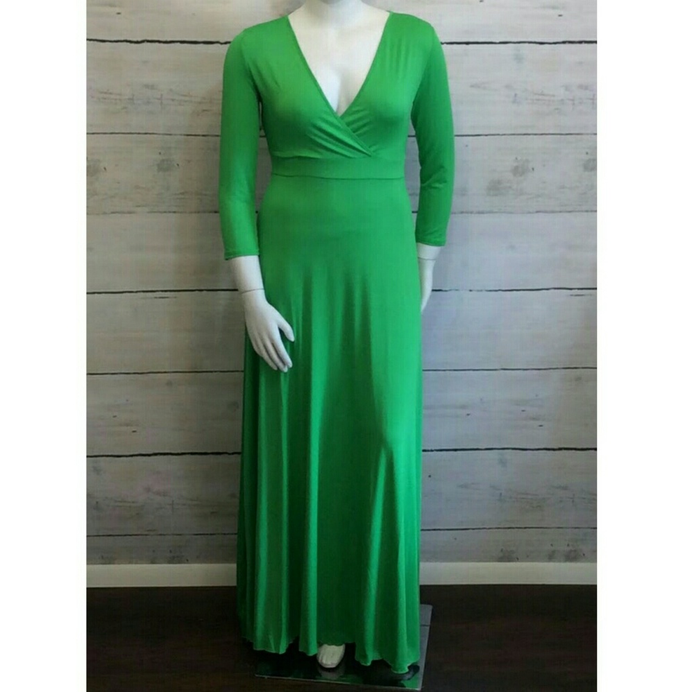 ⭐ [Plus: 1X] ❤ Green Apple Maxi Dress - Picture 2 of 2