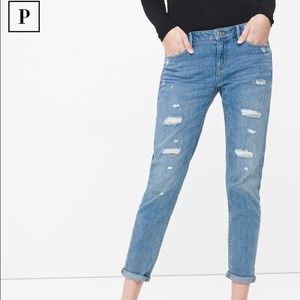 Distressed girlfriend jeans