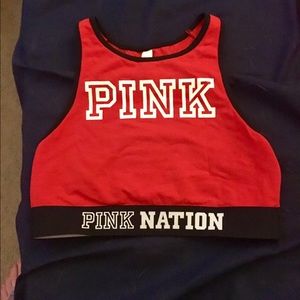 Red victoria's secret pink nation sports bra