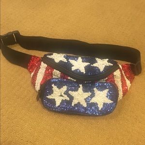 American flag sequined fanny pack