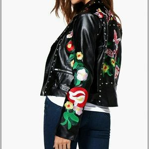 $drop!Floral embroidered pleather moto jacket10