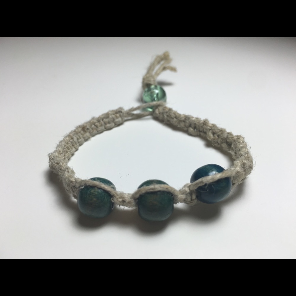 Blue Bead Hemp Bracelet