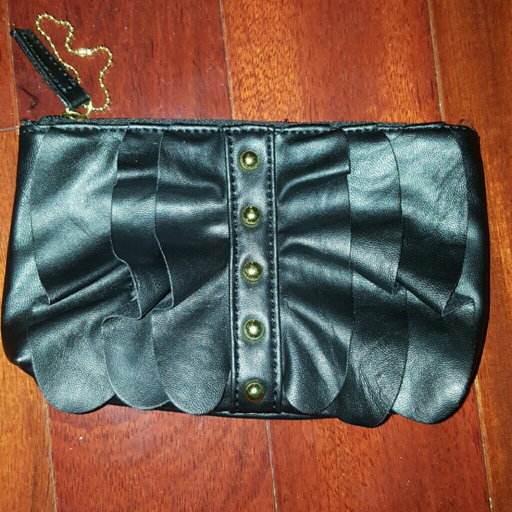 Ruffled Black Pouch