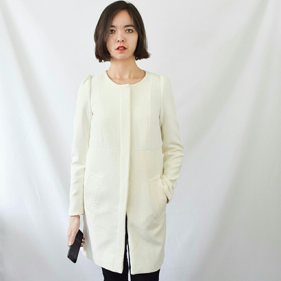 H&M Jackets & Blazers - White Cream Trench Coat