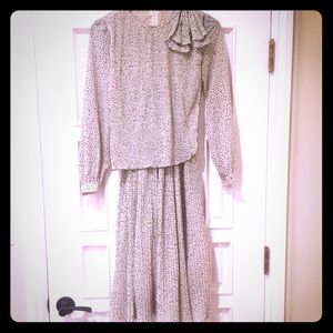 Vintage light gray with brown dots dress