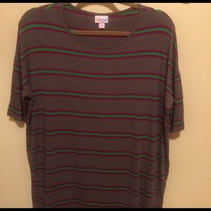 Lularoe heather brown and purple stripes XXS Irma