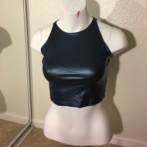 American Apparel blue metallic crop top