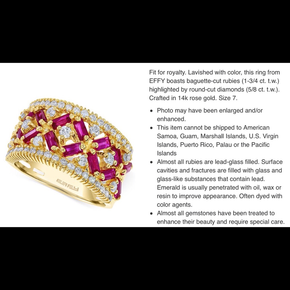 ‼️SOLD‼️ Effy diamond and ruby ring