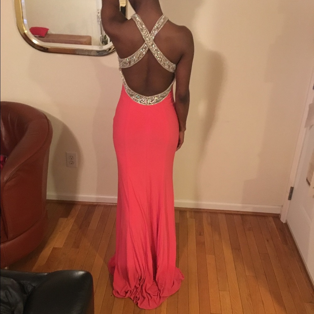 Coral pink prom dress