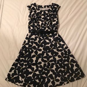 Blue floral dress with yellow embellishments