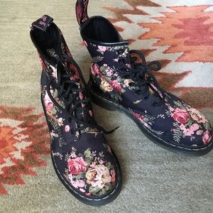 Dr. Martens Floral Canvas Boots w/ bouncing sole