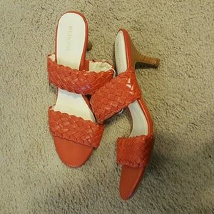 Orange low heel Sandals size 8