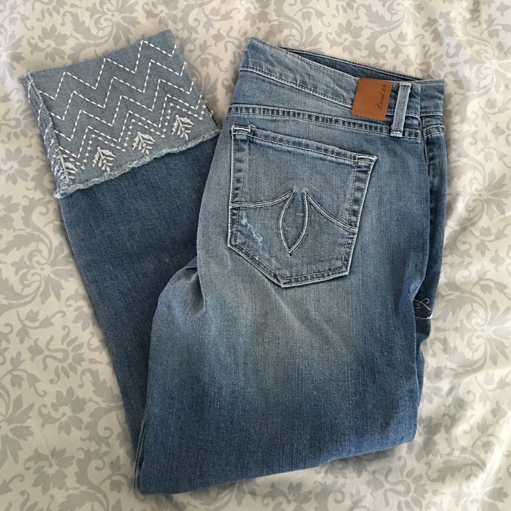 SOLD Level 99 Slim Boyfriend with lace cuff