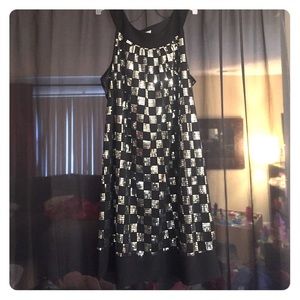Checkerboard Sequin Shift Dress
