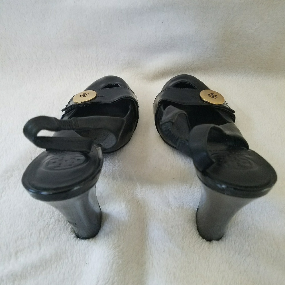 Tory Burch Black Patent Leather Slingbacks Sz 7.5M - Picture 4 of 7