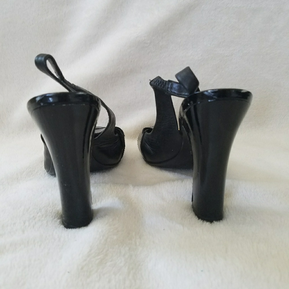 Tory Burch Black Patent Leather Slingbacks Sz 7.5M - Picture 5 of 7