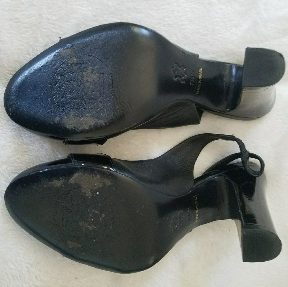 Tory Burch Black Patent Leather Slingbacks Sz 7.5M - Picture 7 of 7