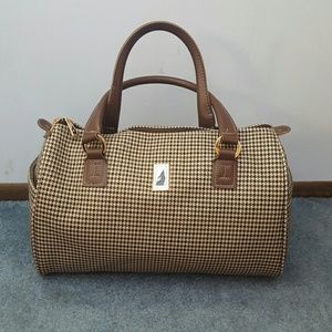 London Fog satchel olive houndstooth