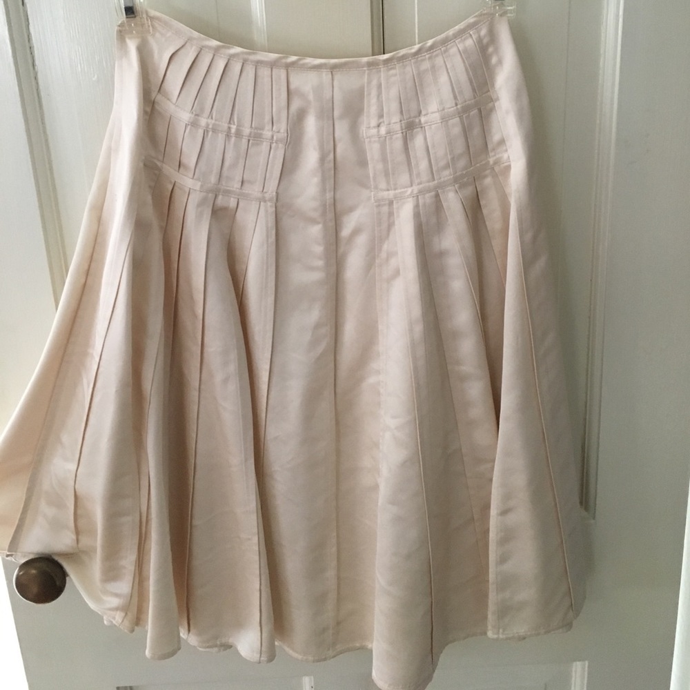 Charles Chang-Lima Cream Silk Pleated Skirt