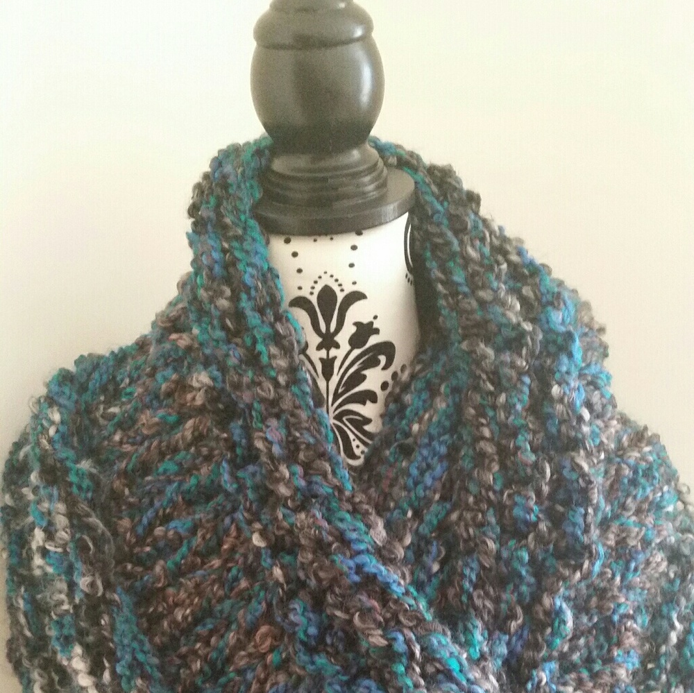 Beautifully hand knitted one of a kind cowl scarf