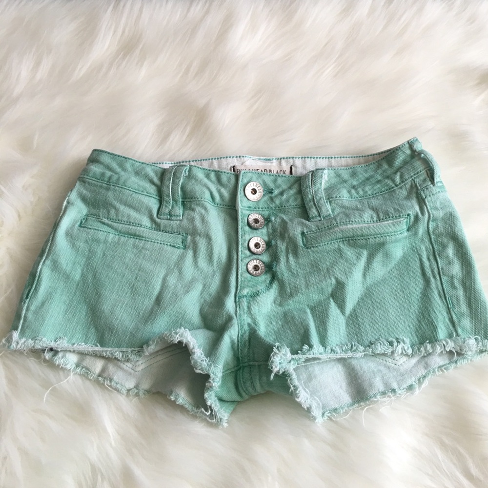 Button front jean shorts