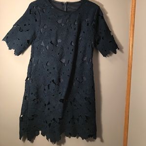 Francesca's Navy Blue Lace Appliqué Dress