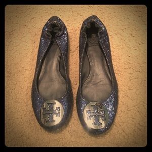 Navy sparkle flats 7
