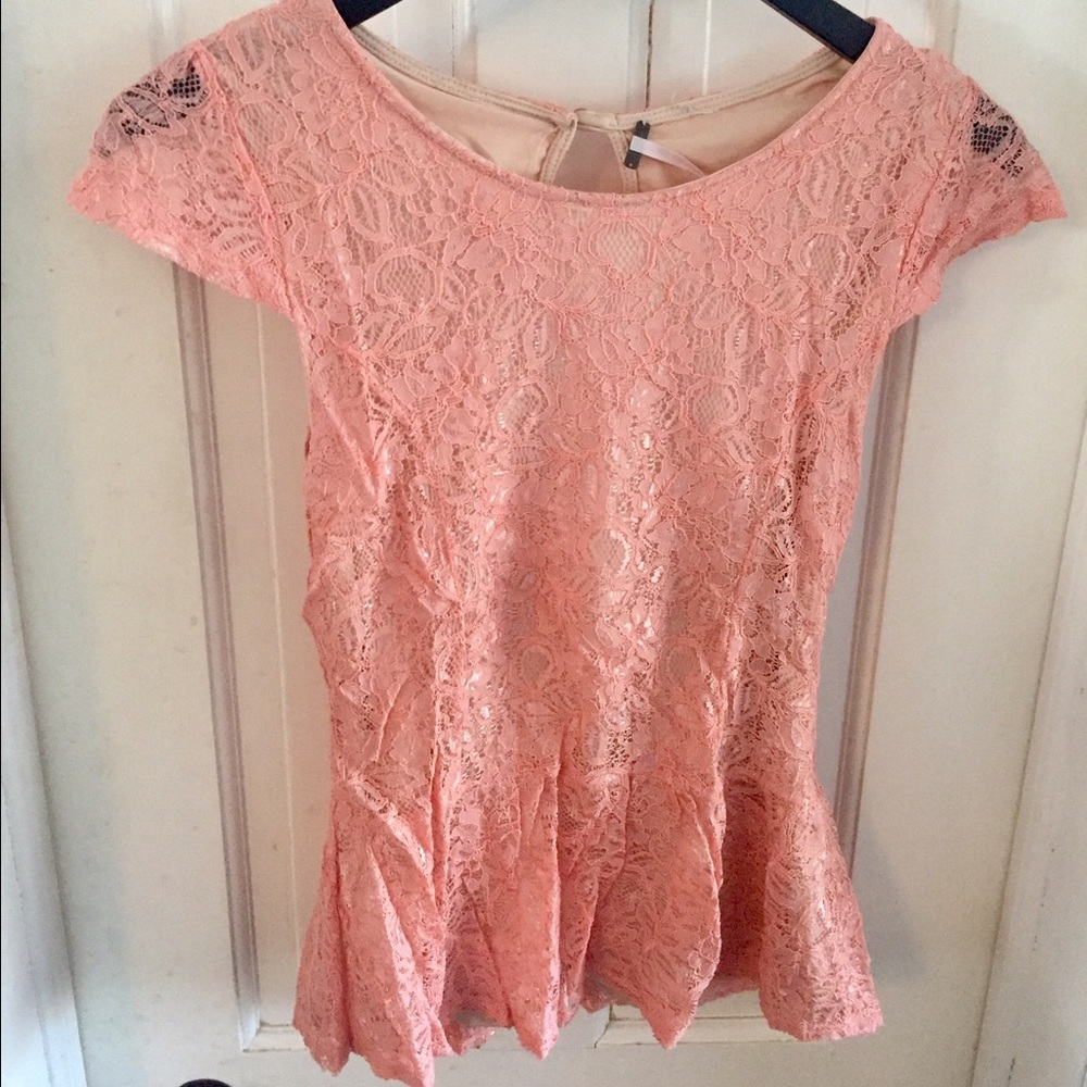 Lace Detail Peplum Top