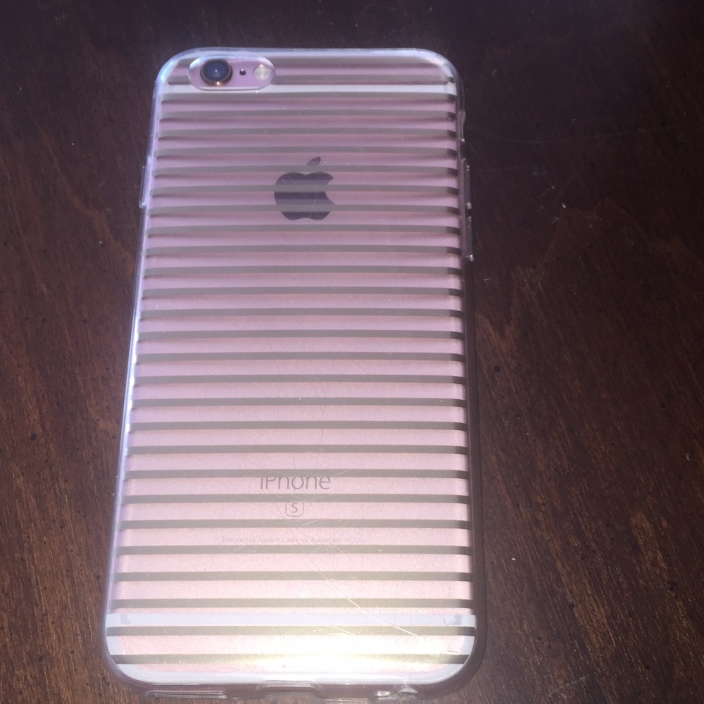 JCrew clear & gold stripe iPhone 6S case