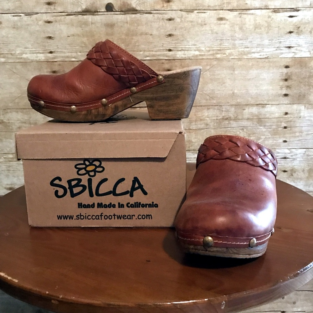 EUC Sbicca Leather Mules Hand Made in California