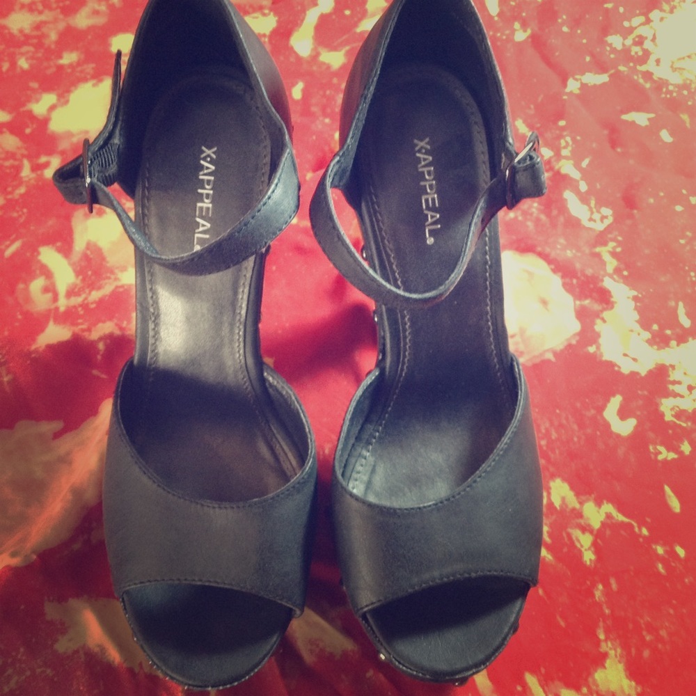 XAppeal Studded Black High Heels