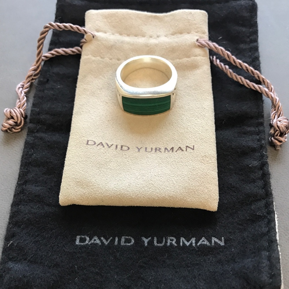 Men's David Yurman Chevron Ring w Malachite
