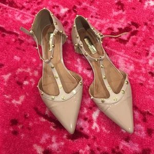 Pinky Nude Flats with Studs