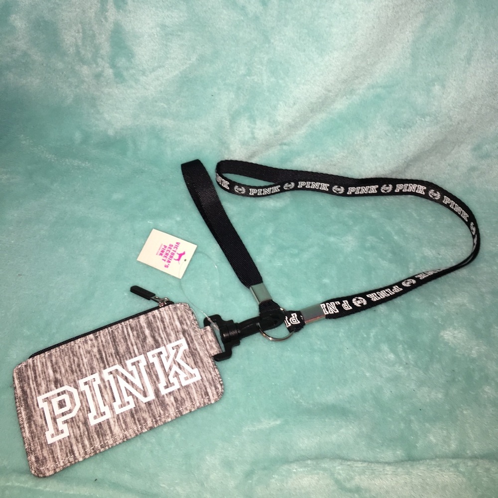 NWT PINK Victoria Secret ID wallet with lanyard